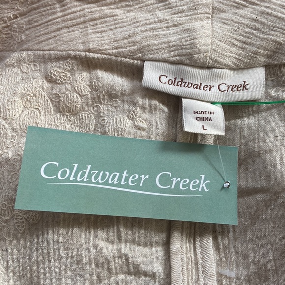 NWT Coldwater Creek Open Front Long Vest Size L Front Pockets Lace Accents - Picture 6 of 10